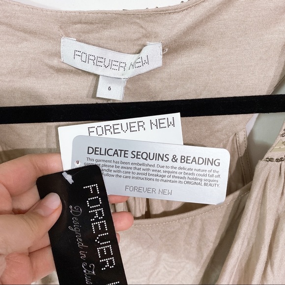 Knit Embellished Draped Dress Champagne - Picture 6 of 15